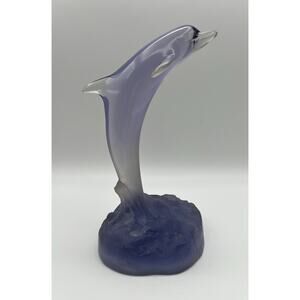 Robert Wyland 10” Lavender Purple Lucite Acrylic Dolphin Statue 1990 Vintage